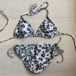 Triangle Bikini Silver Leopard